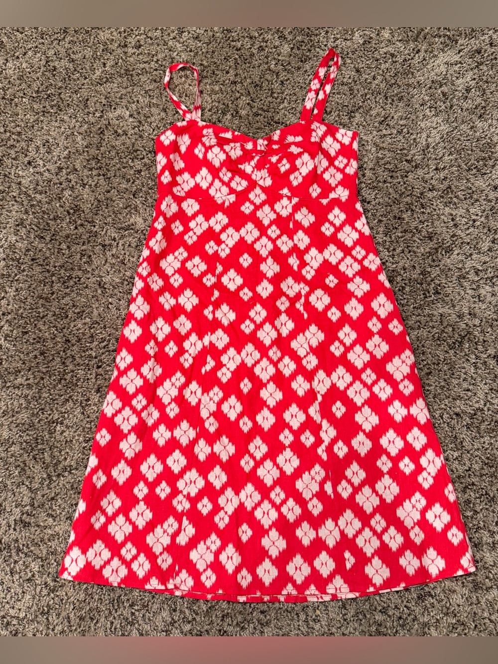 Patagonia Red and White Floral Spaghetti-Strap Mini Dress